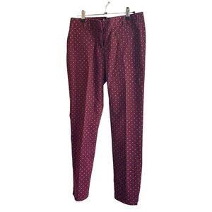 Talbots Polka‎ Dot Pants Stretch Mid-Rise Casual Career Burgundy Pink Size 6P
